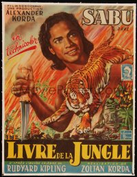 5a0803 JUNGLE BOOK linen Belgian 1946 Zoltan Korda classic, Sabu, completely different art, rare!