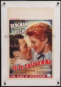 5a0831 SPELLBOUND linen Belgian R1950s Hitchcock, different art of Ingrid Bergman & Gregory Peck!