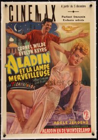 5a0839 THOUSAND & ONE NIGHTS linen Belgian 1947 different art of Evelyn Keyes & Cornel Wilde, rare!