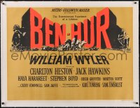 5a0418 BEN-HUR linen day-glo British quad 1960 Charlton Heston, William Wyler classic epic, rare!