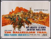 5a0431 HALLELUJAH TRAIL linen British quad 1965 John Sturges, wagon train art by Frank McCarthy!