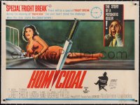 5a0433 HOMICIDAL linen British quad 1961 William Castle's story of a psychotic female killer, rare!