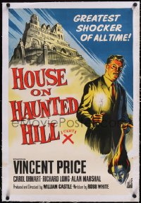 5a0437 HOUSE ON HAUNTED HILL/FRANKENSTEIN 1970 linen trimmed British quad 1960s Vincent Price, rare!