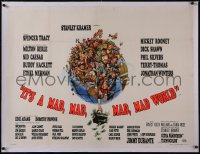 5a0439 IT'S A MAD, MAD, MAD, MAD WORLD linen style A British quad 1964 Davis art, day-glo, rare!