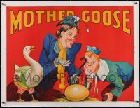 5a0444 MOTHER GOOSE linen stage play British quad 1930s cool artwork of mom, goose & golden egg!