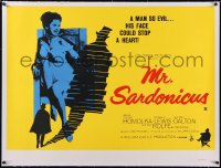 5a0445 MR. SARDONICUS linen British quad 1961 William Castle, his face could stop a heart, very rare!