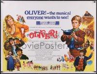 5a0447 OLIVER linen British quad R1970s Terpning art of Mark Lester, Shani Wallis, Moody & cast!