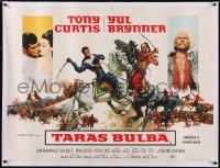 5a0455 TARAS BULBA linen British quad 1962 McCarthy art of Tony Curtis & Yul Brynner, very rare!