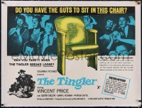 5a0456 TINGLER linen British quad 1960 Vincent Price, William Castle, terrified audience, ultra rare!