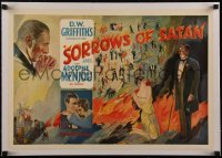 5a0136 SORROWS OF SATAN linen campaign book page 1926 D.W. Griffith, completely different art!