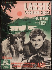 5a0270 LASSIE COME HOME linen Danish 1947 Strand art, young Roddy McDowall & beloved Collie, rare!