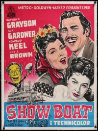 5a0275 SHOW BOAT linen Danish 1951 great art of Kathryn Grayson, Ava Gardner, Joe E. Brown & Keel!