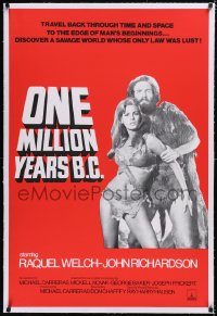 5a0414 ONE MILLION YEARS B.C. linen English 1sh R1980s sexy cave woman Raquel Welch, very rare!