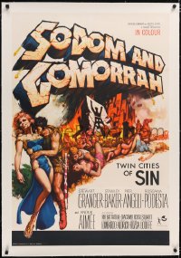 5a0415 SODOM & GOMORRAH linen English 1sh 1963 Robert Aldrich, Pier Angeli, wild art, ultra rare!