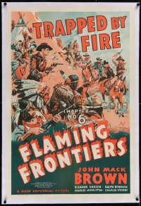 5a0117 FLAMING FRONTIERS linen chapter 6 1sh 1938 great art of cowboys & Indians, Trapped By Fire!