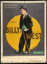 5a0083 BILLY WEST linen French 1p 1920s Soubie art of Russian Charlie Chaplin Tramp imitator, rare!