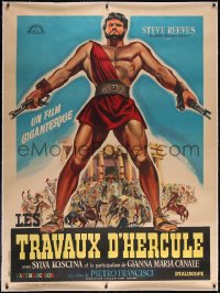 5a0088 HERCULES linen French 1p R1961 great artwork of the world's mightiest man Steve Reeves, rare!