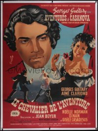 5a0095 LES AVENTURES DE CASANOVA linen part 1 French 1p 1947 Cinart art of Guetary & Clariond, rare!