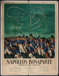 5a0099 NAPOLEON BONAPARTE EMPEREUR DES FRANCAIS linen French 1p 1951 Ballif art of historic battle!