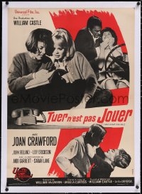 5a0371 I SAW WHAT YOU DID linen French 23x32 1965 Joan Crawford, William Castle, different montage!