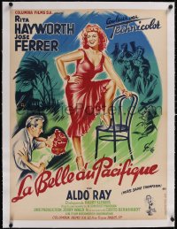 5a0375 MISS SADIE THOMPSON linen French 24x32 1954 Grinsson art of sexy Rita Hayworth, ultra rare!