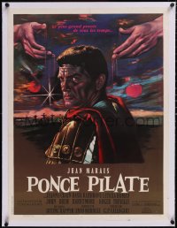 5a0380 PONTIUS PILATE linen French 24x32 1962 Ponzio Pilato, Jean Mascii art of Jean Marais!