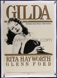 5a0396 GILDA linen German R1988 great close up of sexiest Rita Hayworth smoking in sheath dress!