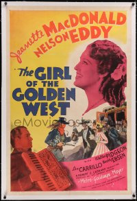 5a0118 GIRL OF THE GOLDEN WEST linen style D 1sh 1938 Jeanette MacDonald, Nelson Eddy, very rare!