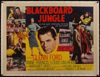 5a0975 BLACKBOARD JUNGLE linen style B 1/2sh 1955 Richard Brooks classic, Glenn Ford, Vic Morrow