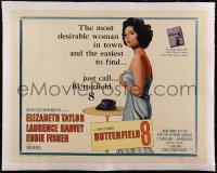 5a0982 BUTTERFIELD 8 linen style A 1/2sh 1960 call girl Elizabeth Taylor is the most desirable & easiest to find