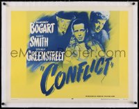 5a0987 CONFLICT linen 1/2sh R1956 tough Humphrey Bogart, sexy Alexis Smith & Sydney Greenstreet!