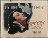 5a0988 CONSPIRATORS linen 1/2sh 1944 freedom fighter Paul Henreid falls in love with Hedy Lamarr!