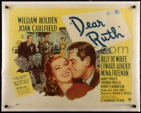 5a0995 DEAR RUTH linen style A 1/2sh 1947 romantic close up art of William Holden & Joan Caulfield!