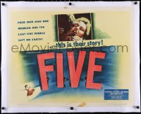 5a1007 FIVE linen 1/2sh 1951 Arch Oboler, post-apocalyptic story of 5 survivors, only 1 woman, rare!