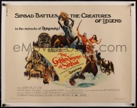 5a1016 GOLDEN VOYAGE OF SINBAD linen 1/2sh 1973 Ray Harryhausen, fantasy art by Mort Kunstler, rare!