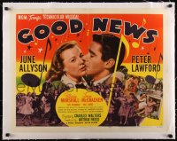 5a1019 GOOD NEWS linen style A 1/2sh 1947 June Allyson & Peter Lawford kissng + people dancing, rare!