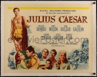 5a1033 JULIUS CAESAR linen 1/2sh R1962 art of Marlon Brando, James Mason & Greer Garson, Shakespeare