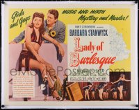 5a1040 LADY OF BURLESQUE linen 1/2sh 1943 sexy Barbara Stanwyck as Gypsy Rose Lee-like stripper!