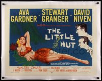 5a1046 LITTLE HUT linen 1/2sh 1957 art of barely-dressed tropical Ava Gardner with sexy eyes, rare!