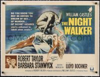 5a1057 NIGHT WALKER linen 1/2sh 1965 William Castle, Reynold Brown art of monster & sexy woman!