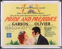 5a1063 PRIDE & PREJUDICE linen 1/2sh R1962 Laurence Olivier & Greer Garson, from Jane Austen's novel!