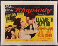 5a1065 RHAPSODY linen style A 1/2sh 1954 Elizabeth Taylor must possess Vittorio Gassman, heart & soul!