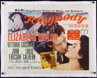 5a1066 RHAPSODY linen style B 1/2sh 1954 Liz Taylor must possess Vittorio Gassman, heart, body & soul