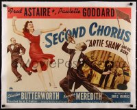 5a1071 SECOND CHORUS linen 1/2sh 1940 Paulette Goddard, Fred Astaire, Artie Shaw & His Band, rare!