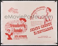 5a1081 STRAWBERRY BLONDE linen 1/2sh R1957 James Cagney, Olivia De Havilland, Rita Hayworth, rare!