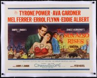 5a1084 SUN ALSO RISES linen 1/2sh 1957 Tyrone Power, sexy Ava Gardner, Mel Ferrer, Errol Flynn!