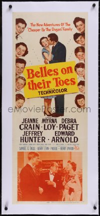 5a0857 BELLES ON THEIR TOES linen insert 1952 Jeanne Crain, Myrna Loy, Debra Paget, Hunter, Arnold!