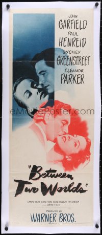 5a0859 BETWEEN TWO WORLDS linen insert 1944 John Garfield, Paul Henreid, Sydney Greenstreet, Parker!