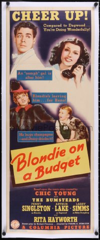 5a0861 BLONDIE ON A BUDGET linen insert 1940 sexy young Rita Hayworth, Arthur Lake & Singleton, rare!