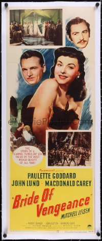 5a0864 BRIDE OF VENGEANCE linen insert 1949 art of sexy Paulette Goddard, John Lund, Macdonald Carey!